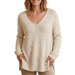 Miracle USA Sweater Womens S/M Beige Drop Shoulder Cozy Oversized Top